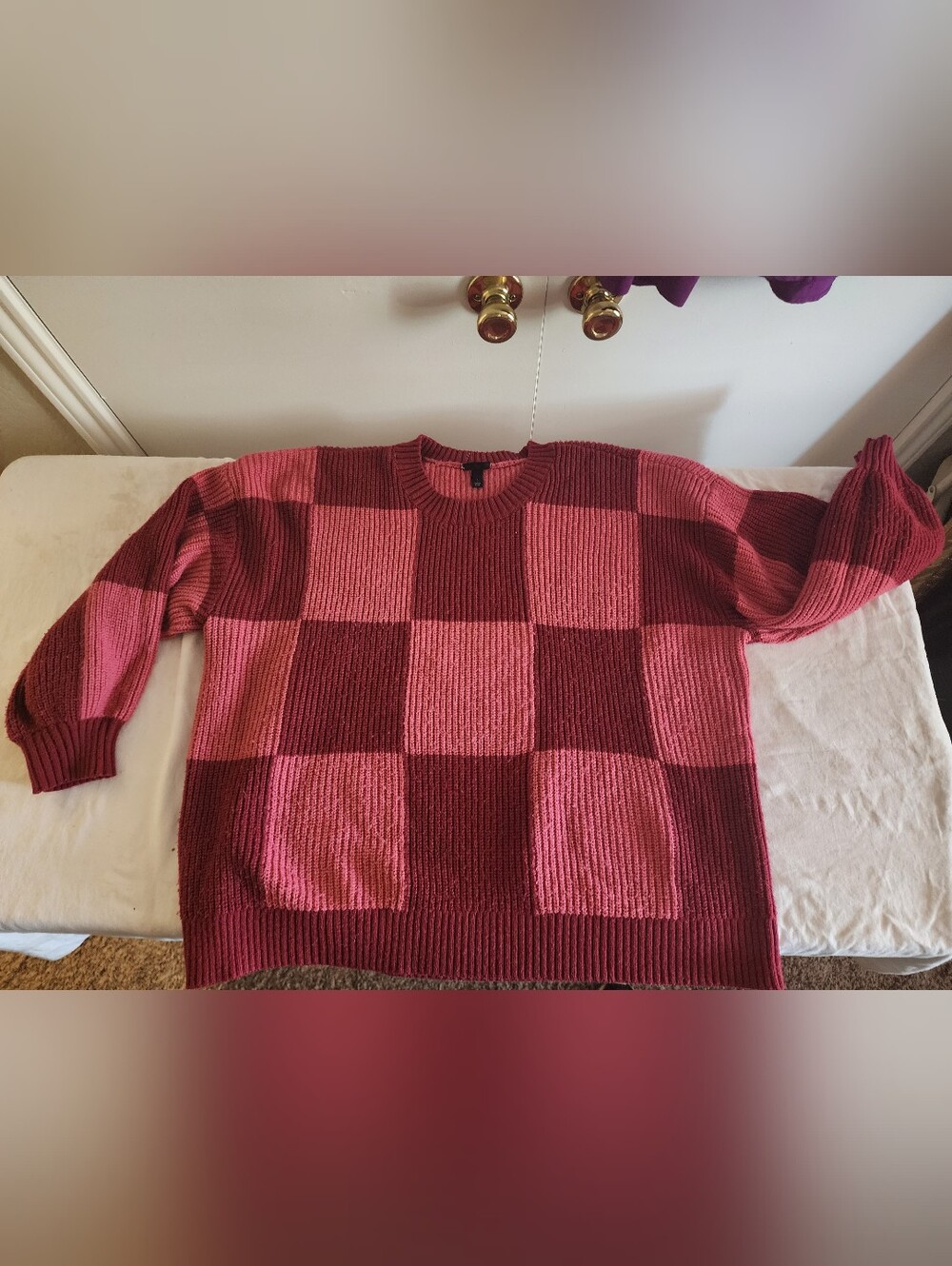 Torrid Checkerboard Knit Sweater - Pink & Burgundy Size 3